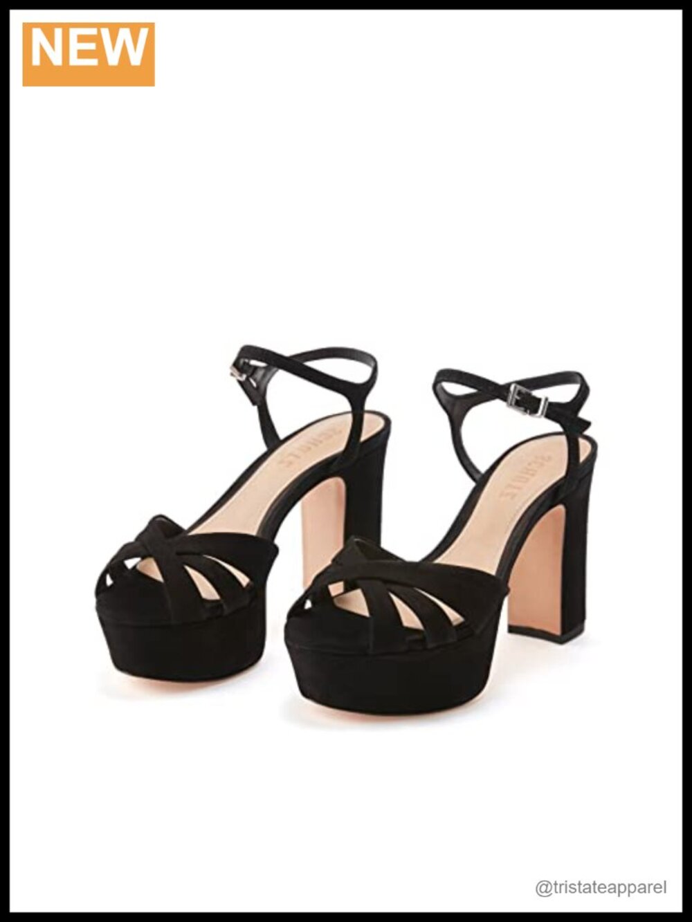 Platform Sandal Open Cage Ankle Strap Formal Nubuck Heel
